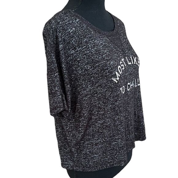 Old Navy black/white marled look top with graphic lettering, size S - Picture 4 of 5